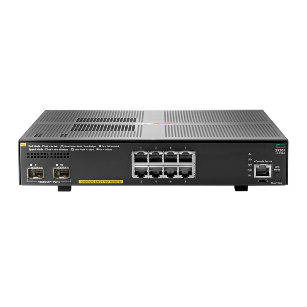 Коммутатор HPE JL258A Aruba 2930F 8G PoE+ 2SFP+ Switch