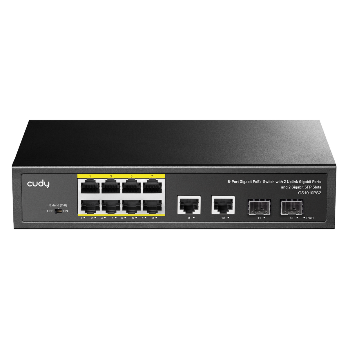 Коммутатор Cudy GS1010PS2 (L2) 10x1Гбит/с 2xКомбо(1000BASE-T/SFP) 2SFP 8PoE 120W неуправляемый