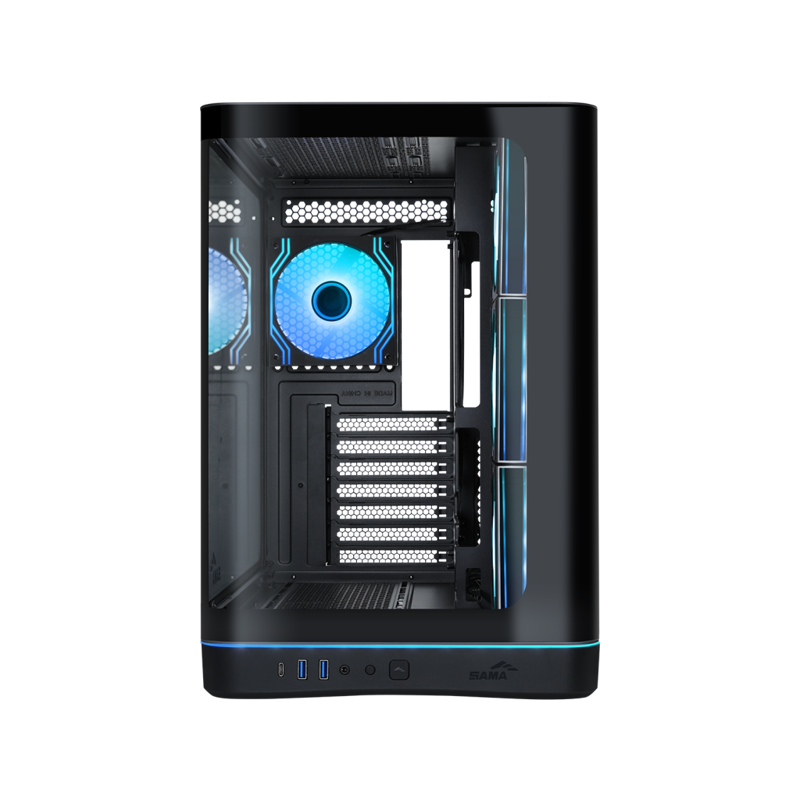 Корпус SAMA V62S Black, Midi-Tower, TG, 4x120mm ARGB, 2xUSB 3.0 + 1xUSB 3.2 Type-C, ATX, mATX, mITX 