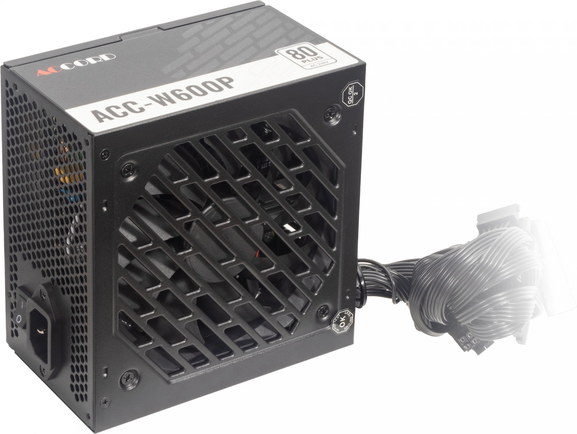 Блок питания Accord ATX 600W ACC-W600P 80+ white (20+4pin) 120mm fan 6xSATA RTL