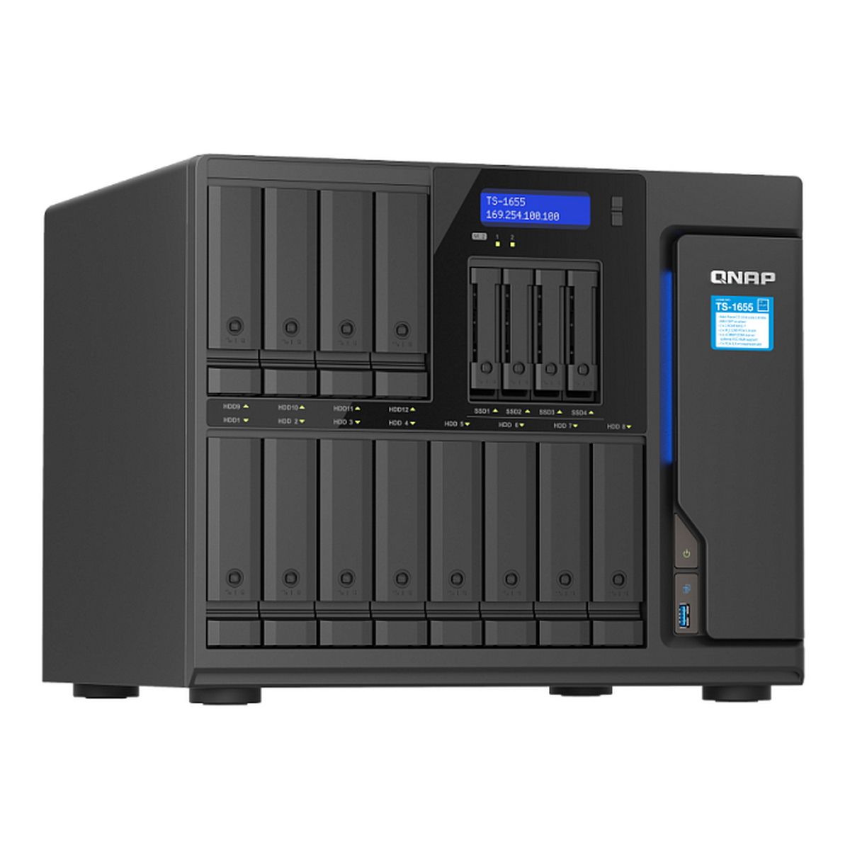 Сетевое хранилище QNAP TS-1655-8G NAS 16-Bay (12x 3.5"/2.5" HDD/SSD bays + 4x 2.5" SSD bays + 2x M.2