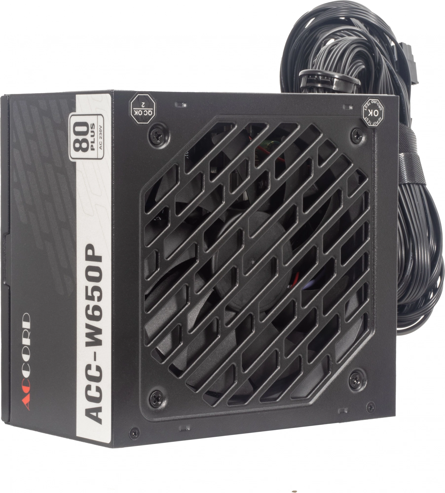 Блок питания Accord ATX 650W ACC-W650P 80+ white (20+4pin) 120mm fan 6xSATA RTL