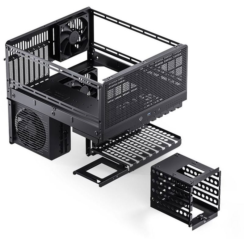 Корпус JONSBO N5, Mini-Tower, 3x120mm, 1xUSB-A 3.0 + 1xUSB-C 3.2, E-ATX, ATX, mATX, mITX Black