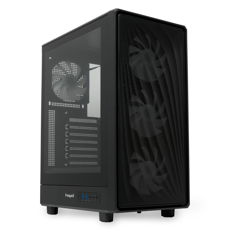 Корпус HSPD M510, Mesh Mid Tower, Black, TG, 0.5 SPCC, 4x120mm ARGB ATX, mATX, mITX 180/280/160mm 1x
