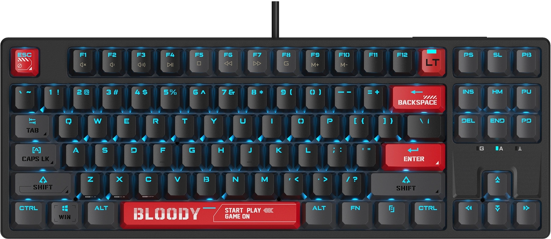 Клавиатура A4Tech AT87 черный/красный USB for gamer LED кабель 1.8м