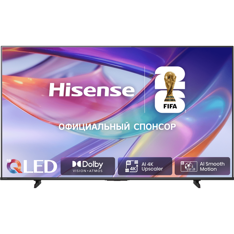 Телевизор ЖК 65'' Hisense, QLED, Ultra HD, ADS, QLED & DLED, Smart TV (HomeOS U9.5), Wi-Fi, DVB-T2/T