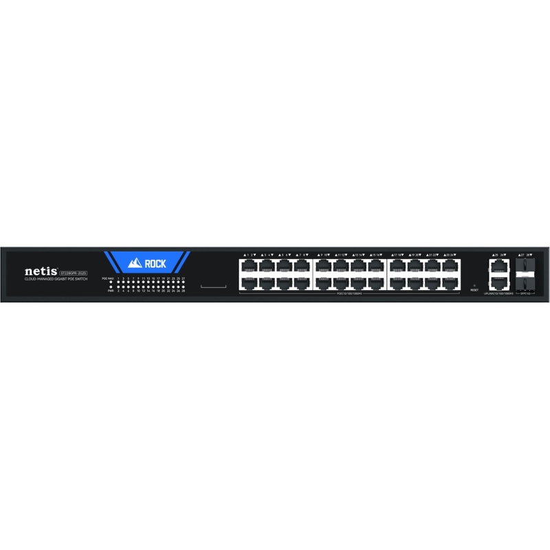 Коммутатор Netis ST228GPR-2G2S (L2) 26x1Гбит/с 2SFP 24PoE 375W настраиваемый
