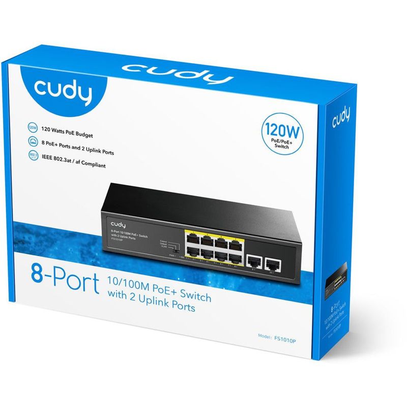 Коммутатор Cudy FS1010P (L2) 10x100Мбит/с 8PoE+ 120W неуправляемый