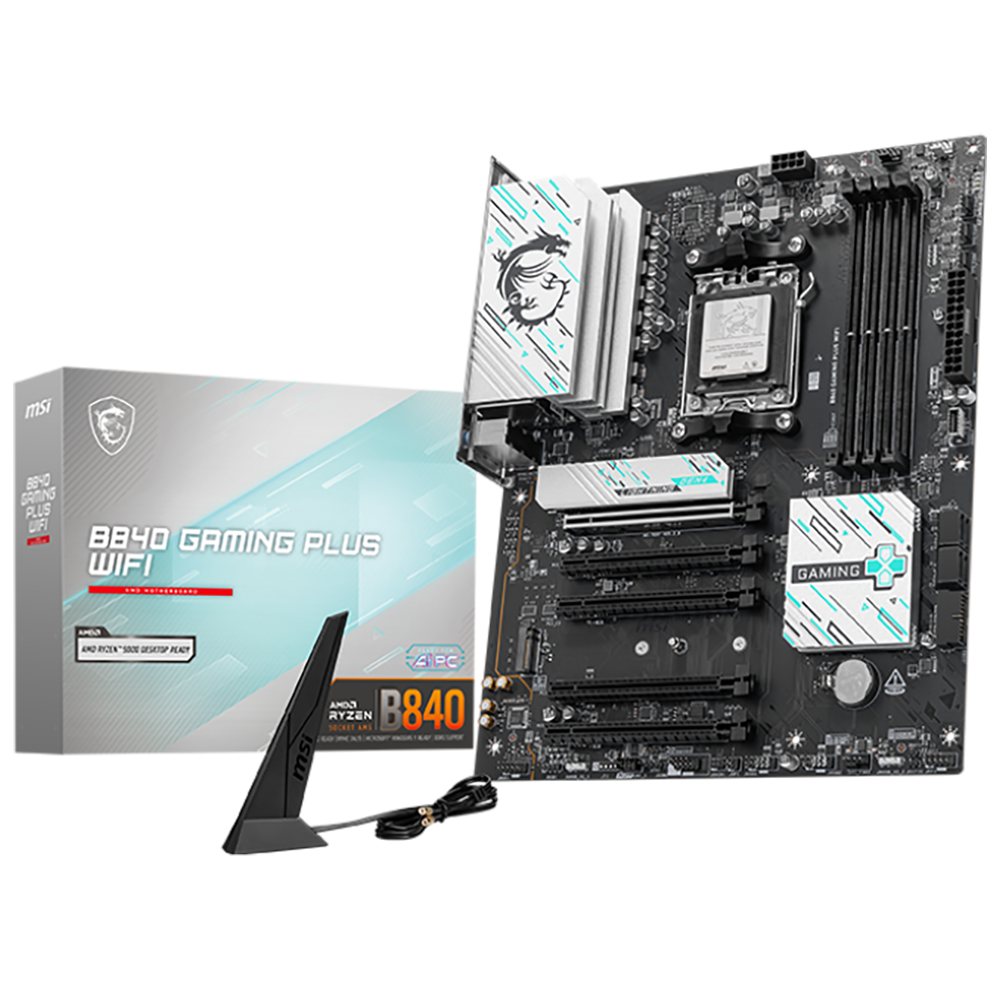 Материнская плата MSI B840 GAMING PLUS WIFI  Socket AM5 AMD B840 4xDDR5 ATX AC`97 8ch(7.1) 2.5Gg RAI