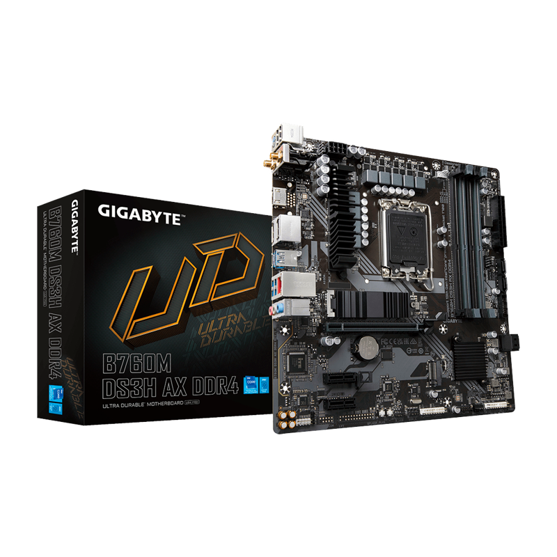 Материнская плата Gigabyte B760M DS3H AX DDR4 Soc-1700 Intel B760 4xDDR4 mATX AC`97 8ch(7.1) 2.5Gg R
