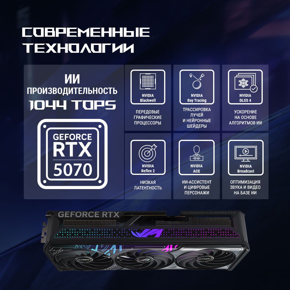 Видеокарта Asus PCI-E 5.0 ROG-STRIX-RTX5070-O12G-GAMING NVIDIA GeForce RTX 5070 12Gb 192bit GDDR7 26