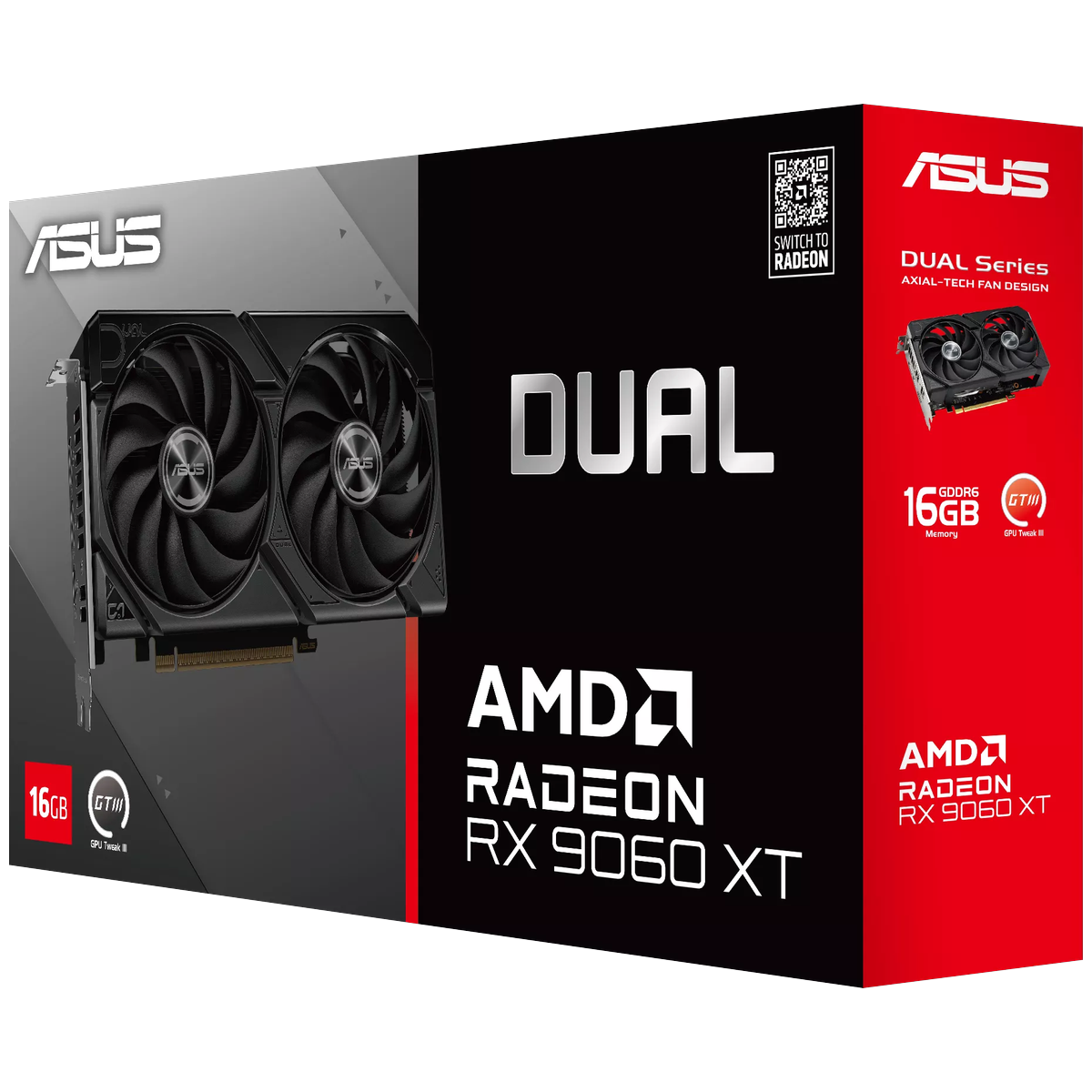 Видеокарта Asus PCI-E 5.0 DUAL-RX9060XT-16G AMD Radeon RX 9060XT 16Gb 128bit GDDR6 2620/20000 HDMIx1