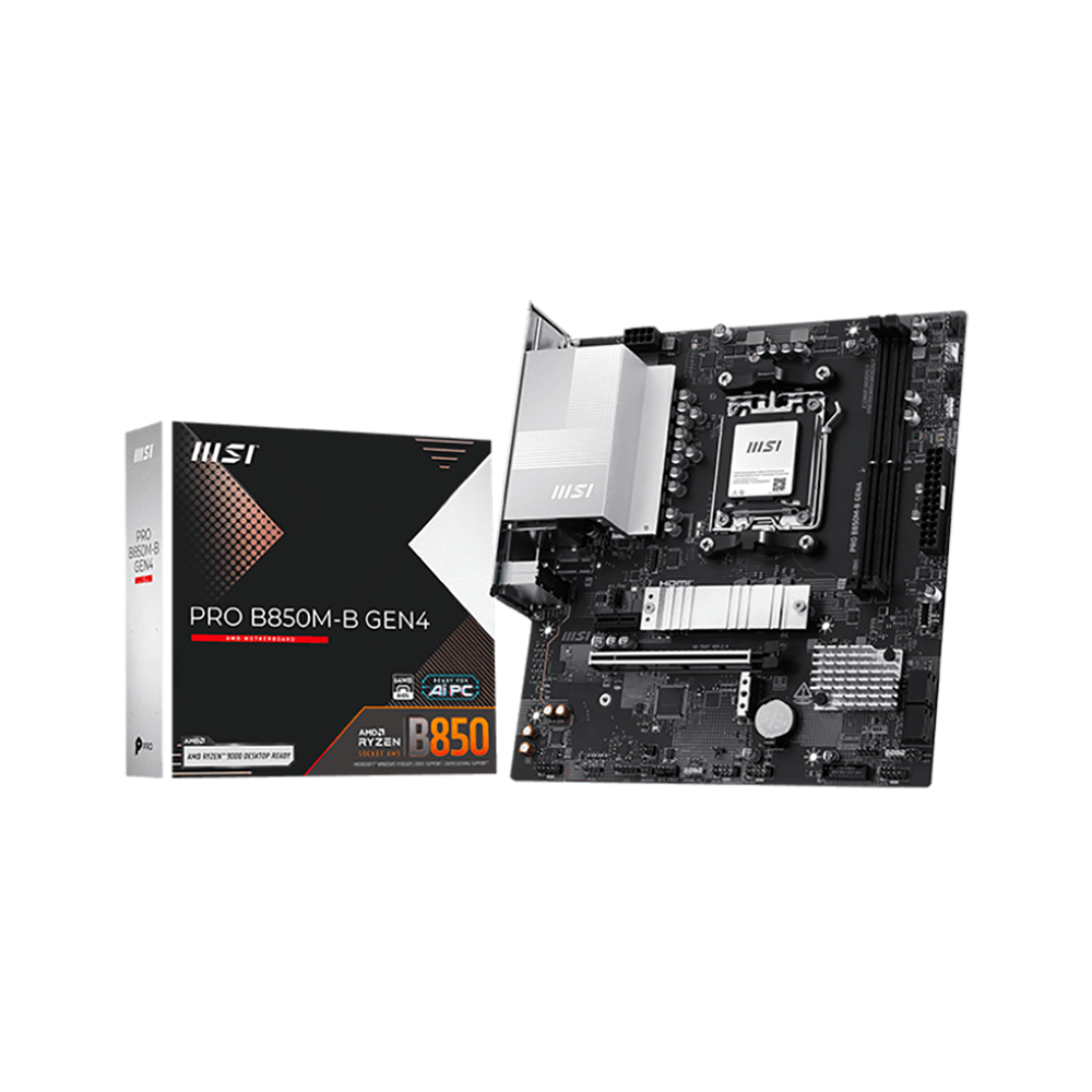 Материнская плата MSI PRO B850M-B GEN4 B850, AM5, 2*DDR5, 1*PCIEx16, 1*PCIEx1, 2*M.2, 1*TypeC, 4*USB