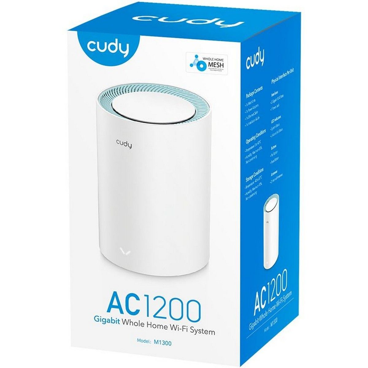 Бесшовный Mesh роутер Cudy M1300 (M1300(1-PACK)) AC1200 10/100/1000BASE-TX белый