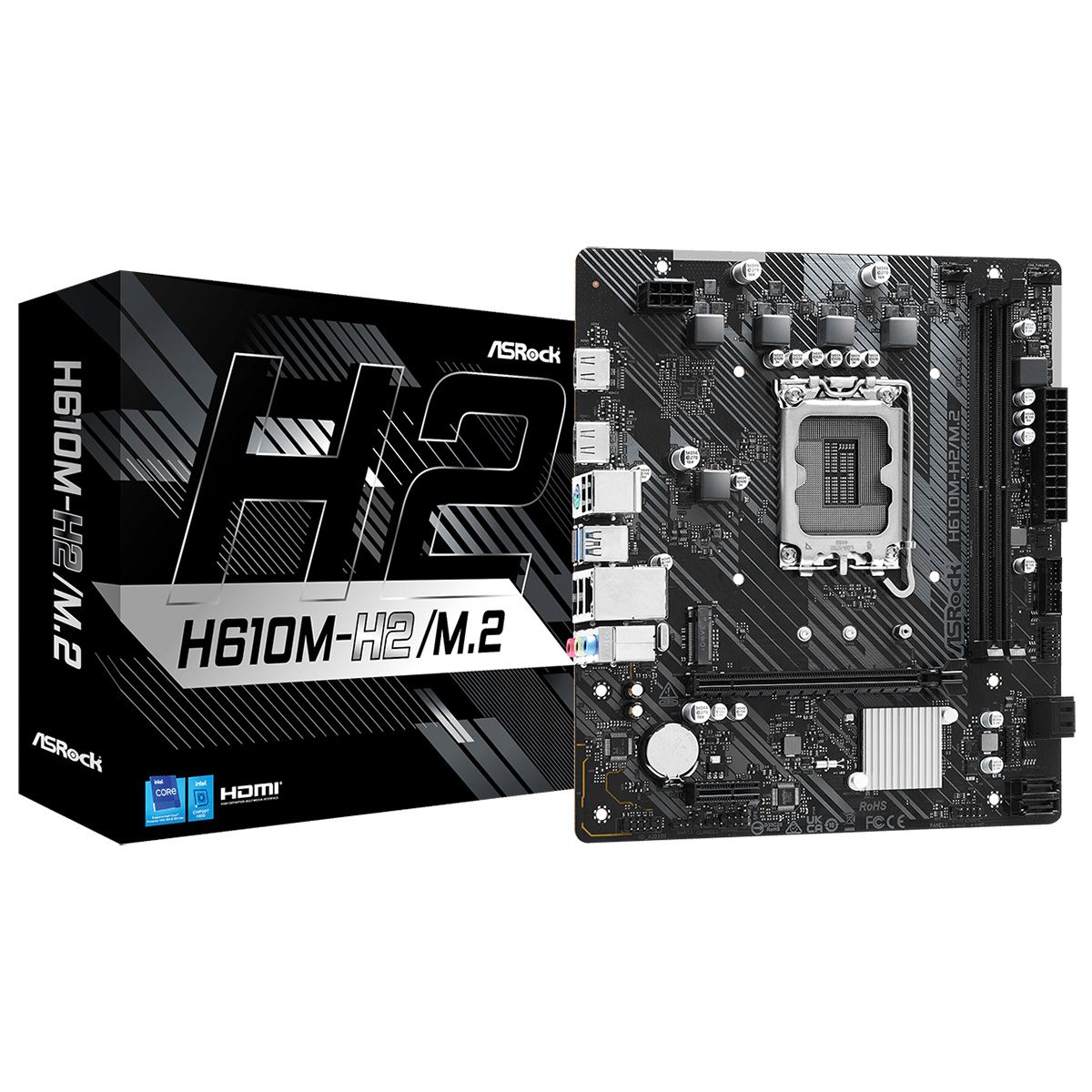 Материнская плата Asrock H610M-H2/M.2 Soc-1700 Intel H610 2xDDR4 mATX AC`97 8ch(7.1) GbLAN+HDMI