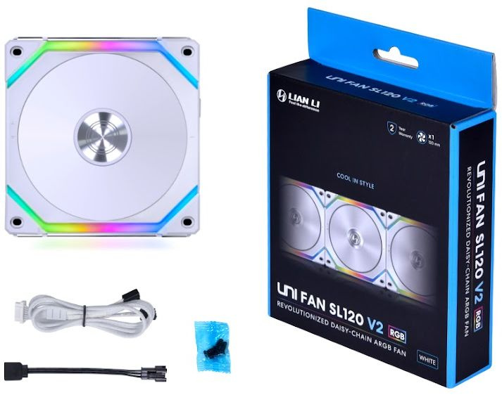 Вентилятор для корпуса Lian-Li Uni Fan SL120 V2 ARGB 120х120x28 белый 4-pin 29дБ (G99.12SLV21W.00) R