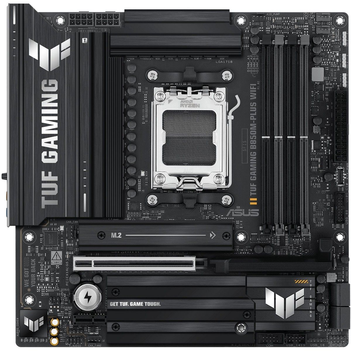 Материнская плата Asus TUF GAMING B850M-PLUS WIFI Socket AM5 AMD B850 4xDDR5 mATX AC`97 8ch(7.1) 2.5