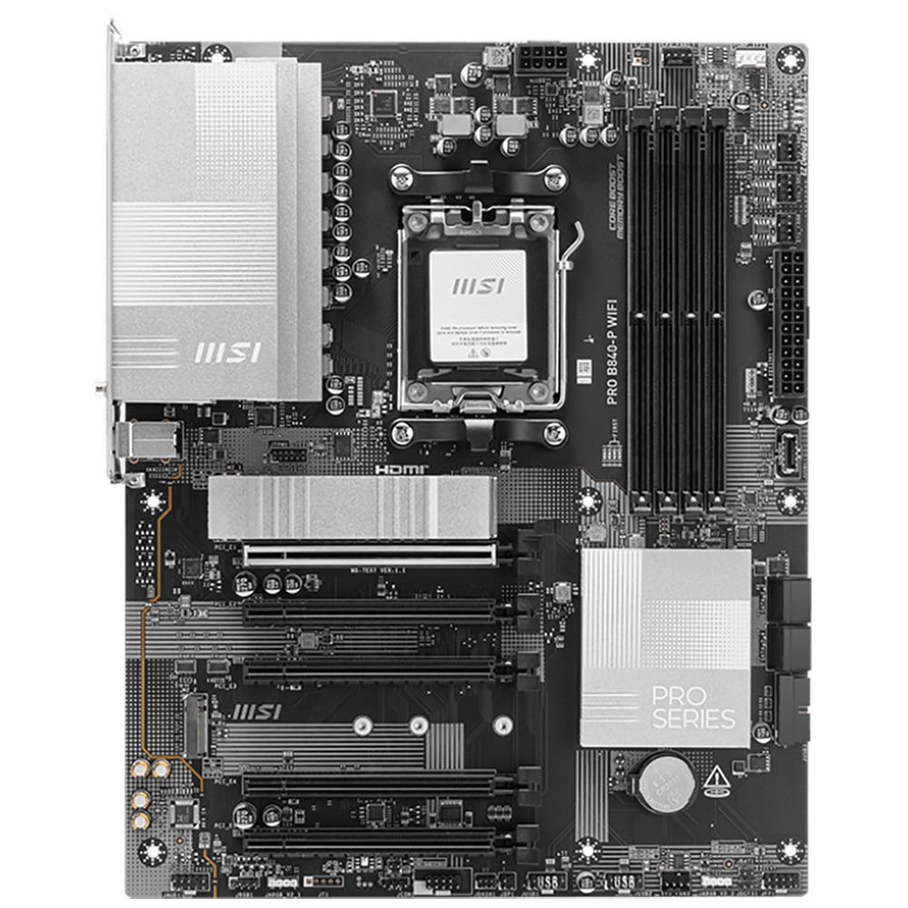 Материнская плата MSI PRO B840-P WIFI Socket AM5 AMD B840 4xDDR5 ATX AC`97 8ch(7.1) 2.5Gg RAID+HDMI