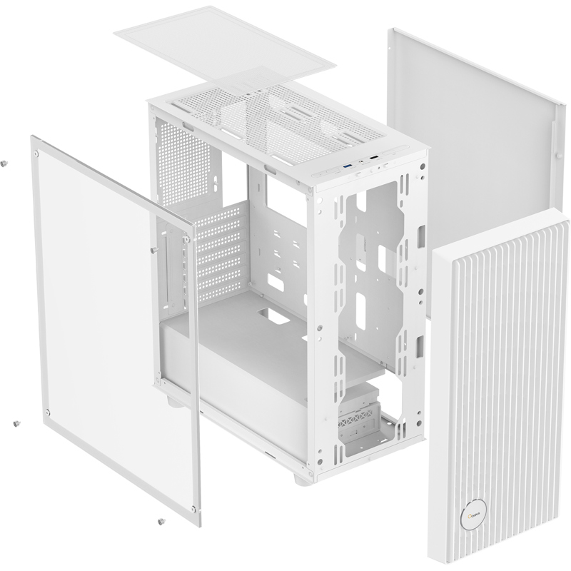 Корпус Ocypus Gamma C70 WH, Midi-Tower, TG, no fans, 1xUSB-A 3.0 + 1xUSB 2.0, ATX, mATX, mITX White