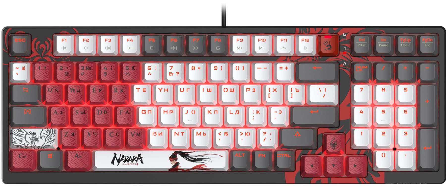 Клавиатура A4Tech Bloody S98 Naraka BLMS Plus механическая черный/красный USB for gamer LED (S98 NAR