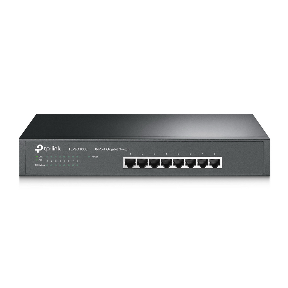 Коммутатор 8-port Gigabit Switch, 8 10/100/1000M RJ45 ports, 1U 13-inch rack-mountable steel case