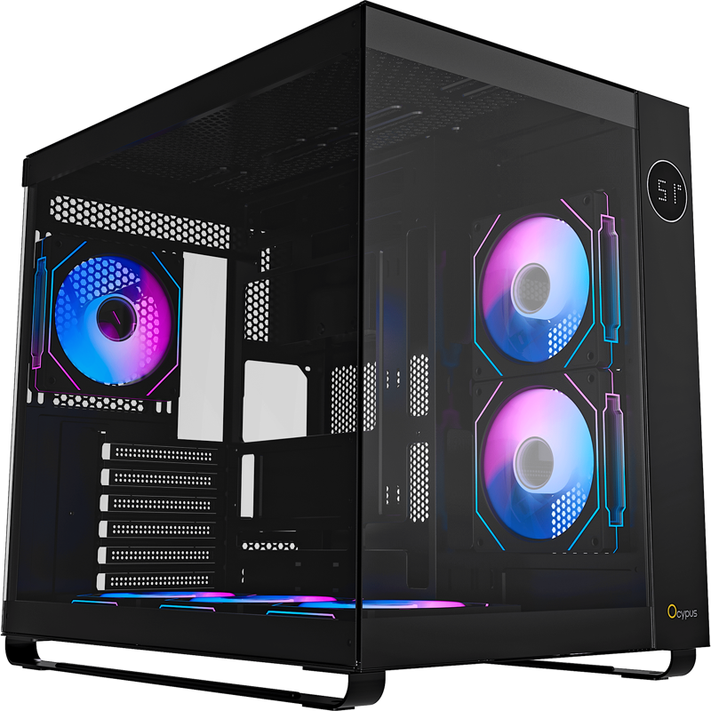Корпус Ocypus Iota C70 BK ARGB, Midi-Tower, TG, 6x120mm ARGB, 2xUSB-A 3.0 + 1xUSB-C 3.1, ATX, mATX, 