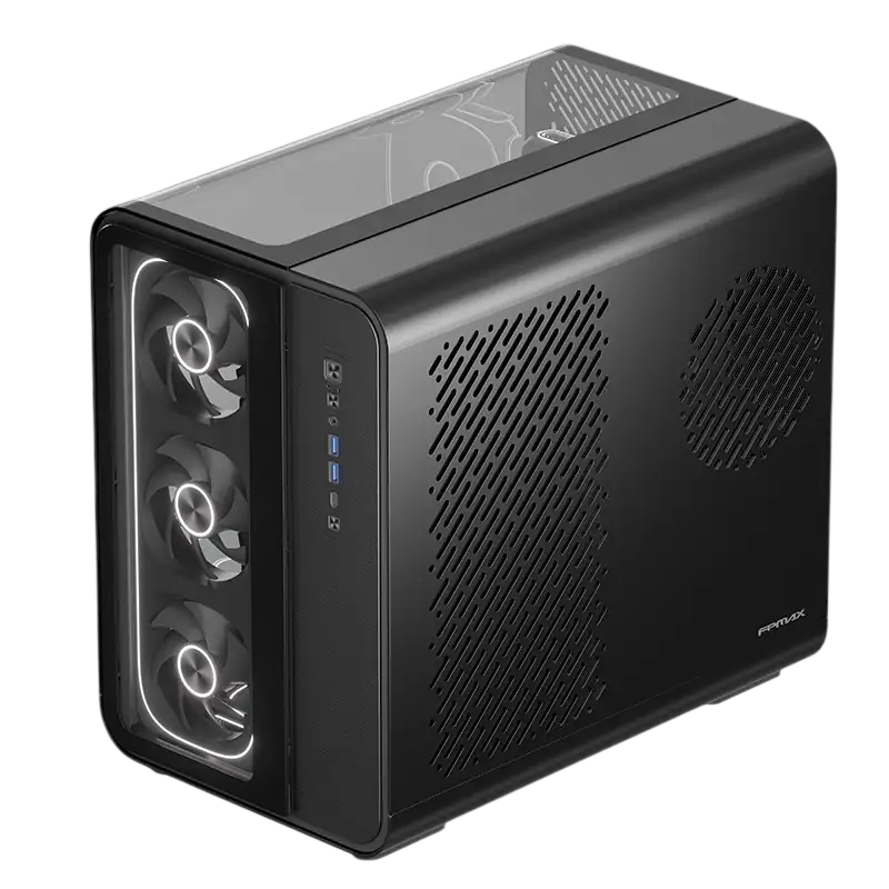 Корпус без блока питания/ Case FPMAX Apex P1 PLUS BK, Midi-Tower, TG, 1x360mm + 1x120mm ARGB, 2xUSB-A 3.0 + 1xUSB Type-C, ATX, mATX, mITX Black