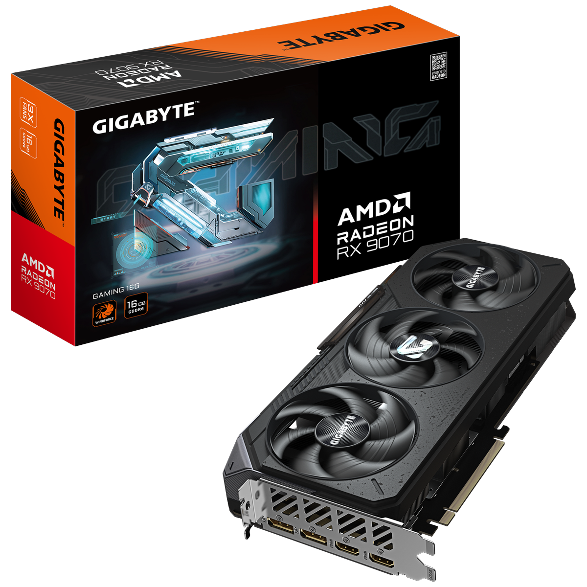 Видеокарта Gigabyte PCI-E 5.0 GV-R9070GAMING-16GD 1.0 AMD Radeon RX 9070 16Gb 256bit GDDR6 2520/2000