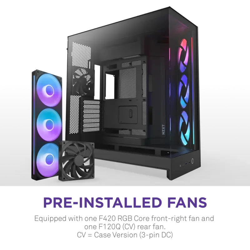 Корпус NZXT H9 Flow RGB (2025), Midi-Tower, TG, 3x140mm RGB + 1x120mm, 2xUSB-A 3.2 + 1xUSB-C 3.2, E-
