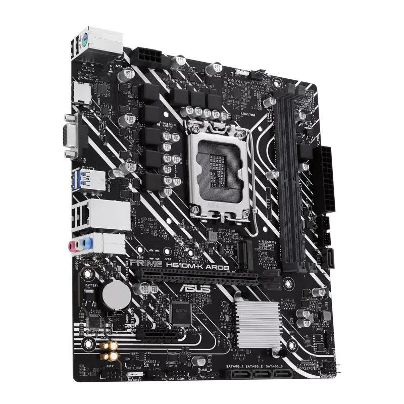 Материнская плата ASUS PRIME H610M-K ARGB, LGA1700, Intel H610, 2xDDR5, 4xSATA, 1xM.2, 1xPCIe 4.0 x1