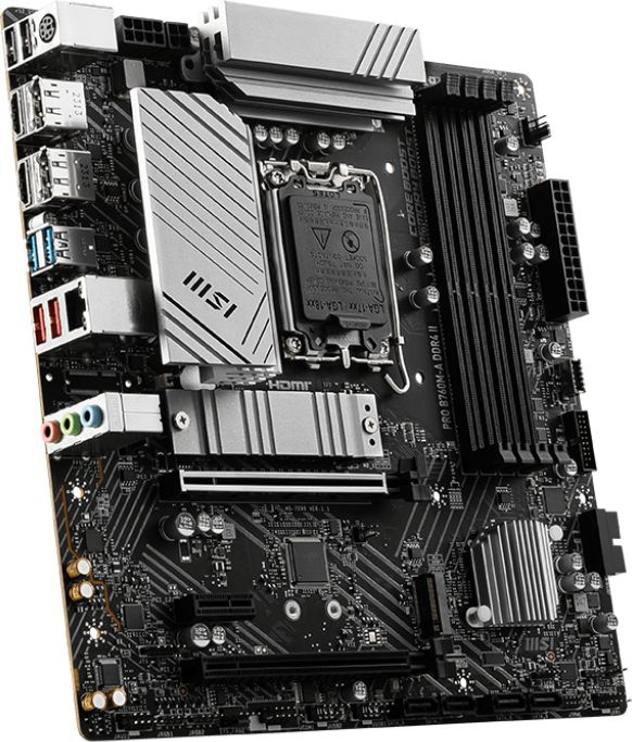 Материнская плата MSI PRO B760M-A DDR4 II Soc-1700 Intel B760 4xDDR4 mATX AC`97 8ch(7.1) 2.5Gg+HDMI+