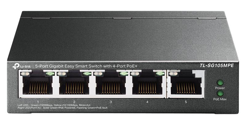 Коммутатор TP-Link TL-SG105MPE (L2) 5x1Гбит/с 4PoE+ 120W неуправляемый
