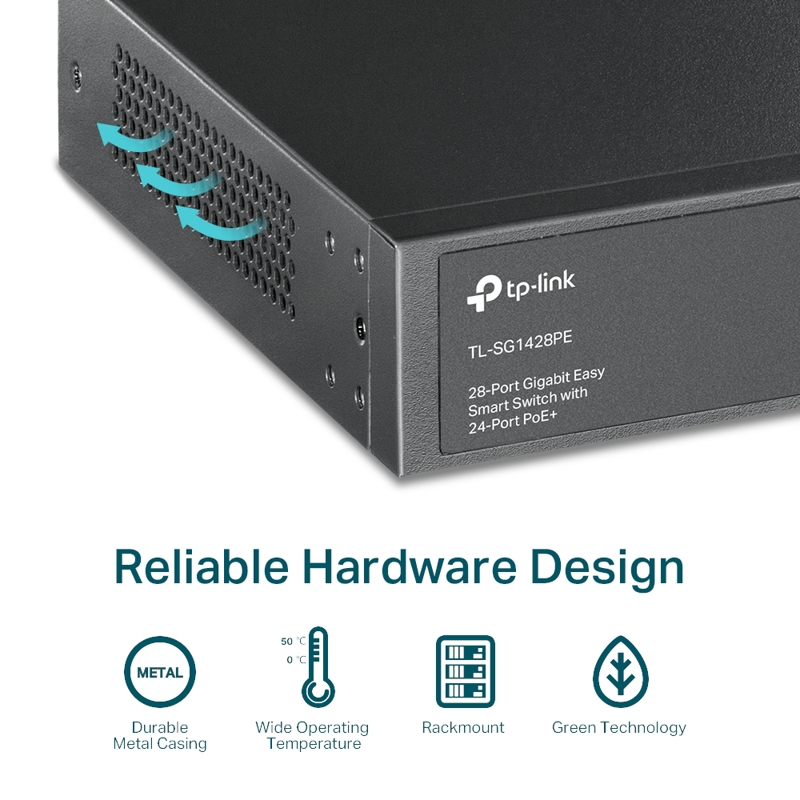 Коммутатор TP-Link Easy Smart Switch TL-SG1428PE 26x1Гбит/с 2SFP 24PoE+ 250W управляемый