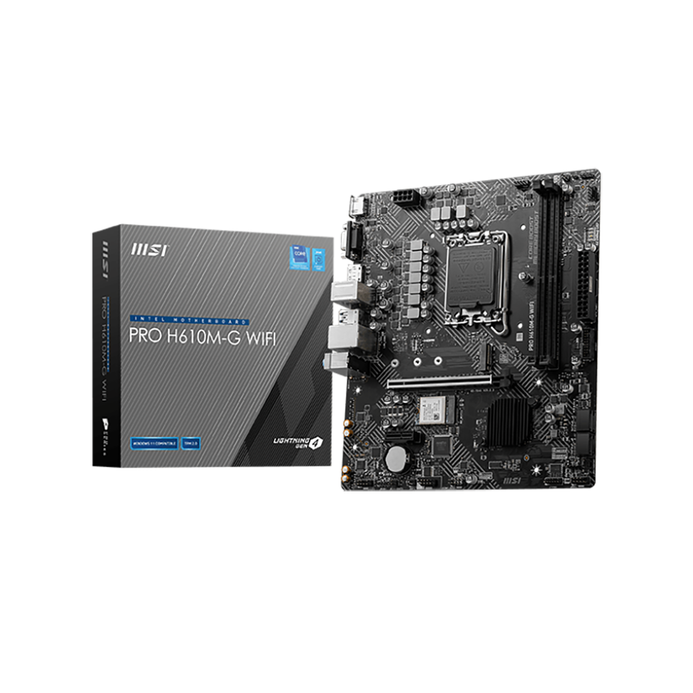Материнская плата MSI PRO H610M-G WIFI H610, LGA1700, 2*DDR5, 1*PCIEx16, 1*PCIEx1, 1*M.2, 4*USB3.2Ge