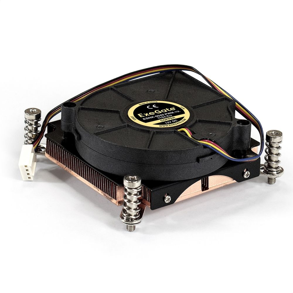 Кулер ExeGate ESNK-0049.PWM.1U.115x.Cu (радиальный (улитка), медный, 1U, LGA1200/115x, TDP 115W, Fan 75mm, PWM, 2000-5000RPM, 2 ball bearing, 4pin, 46-54db, ресурс 70000 часов, 345г, на винтах, с термопастой, RTL)