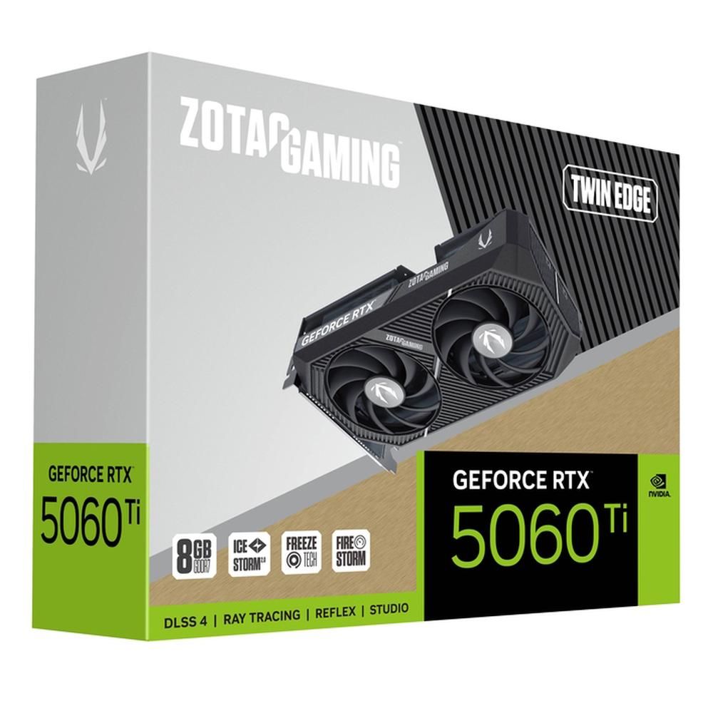 Видеокарта Zotac PCI-E 5.0 RTX 5060TI 8GB TWIN EDGE NVIDIA GeForce RTX 5060TI 8Gb 128bit GDDR7 2572/