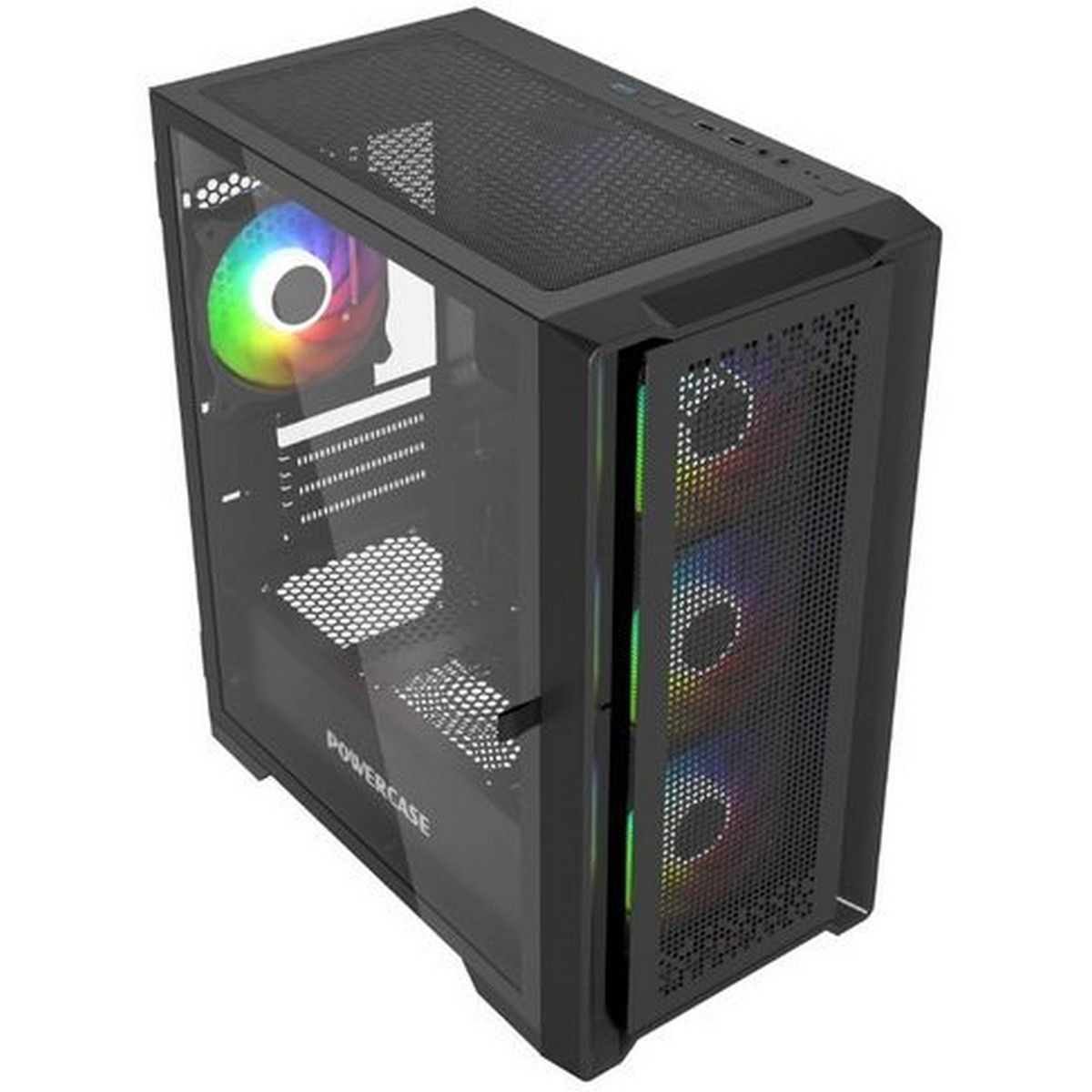 Корпус Powercase Корпус Powercase ByteFlow Micro Black, Tempered Glass, 4х 120mm ARGB fans, ARGB HUB