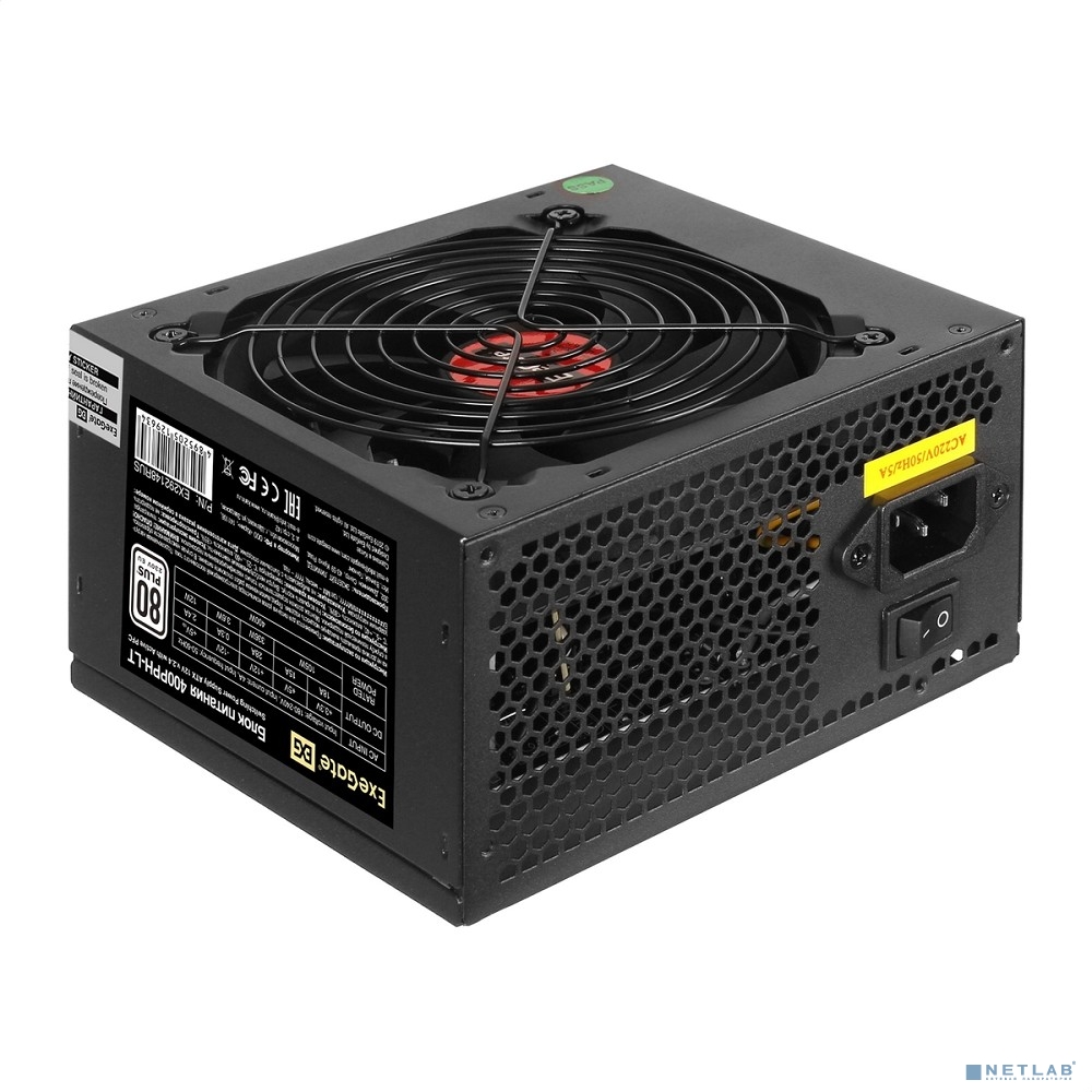 Exegate EX292148RUS Блок питания 400W ExeGate 80 PLUS® 400PPH-LT (ATX, APFC, КПД 82% (80 PLUS), 12cm