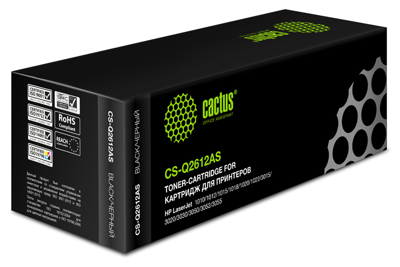 Картридж лазерный Cactus CS-Q2612AS Q2612A черный (2000стр.) для HP LJ 1010/1012/1015/1018/1020/1020
