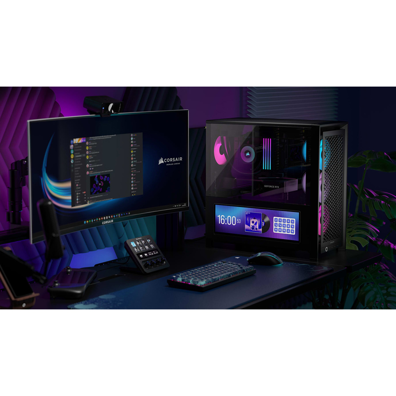 Корпус Corsair Frame 4000D LCD RS ARGB, Midi-Tower, TG, 3x120mm ARGB, 2xUSB-A 3.2, 1xUSB 3.2 Type-C,