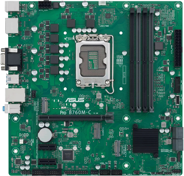 Материнская плата Asus PRO B760M-C-CSM Soc-1700 Intel B760 4xDDR5 mATX AC`97 8ch(7.1) GbLAN RAID+VGA