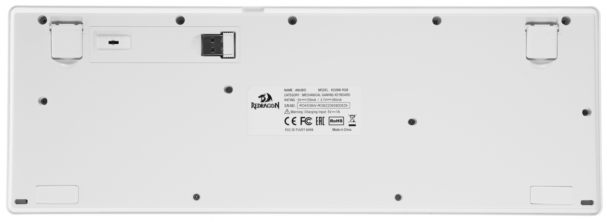 Клавиатура Redragon Anubis механическая белый USB беспроводная BT/Radio slim Multimedia for gamer дл