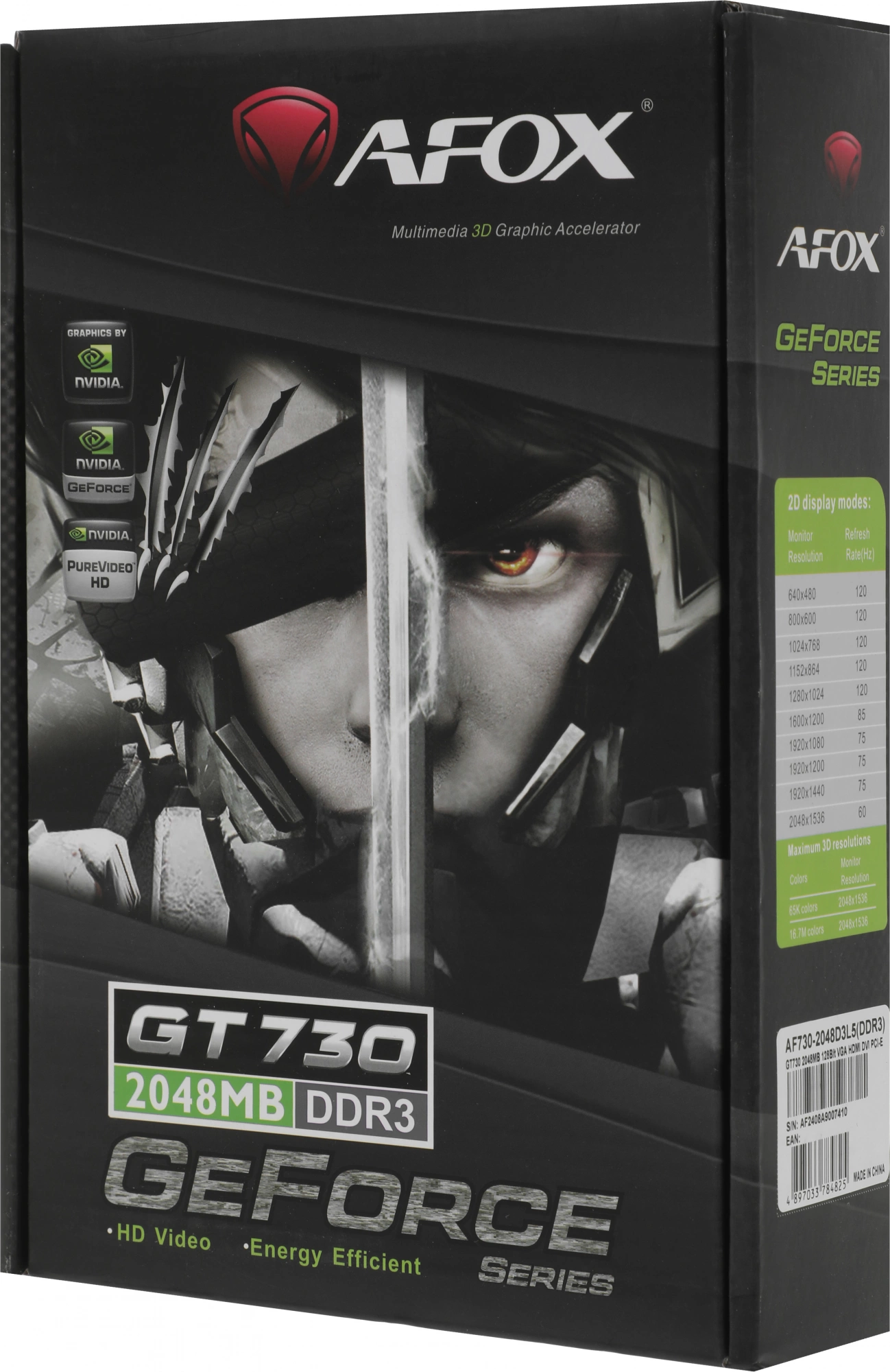 Видеокарта Afox PCI-E 2.0 AF730-2048D3L5 NVIDIA GeForce GT 730 2Gb 64bit GDDR3 900/1333 DVIx1 HDMIx1