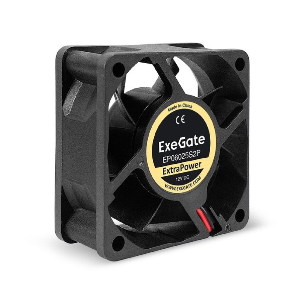 Вентилятор 12В DC ExeGate ExtraPower EP06025S2P (60x60x25 мм, Sleeve bearing (подшипник скольжения), 2pin, 4500RPM, 31dBA)