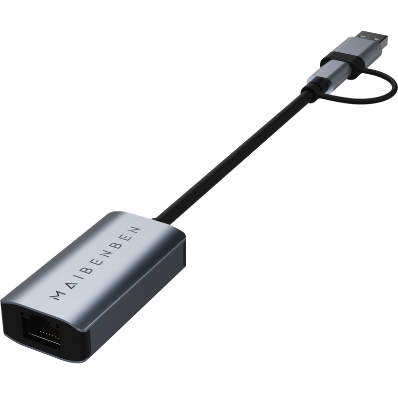 Переходник Maibenben Adapter USB-C/USB-A to RJ45 LAN 1000M