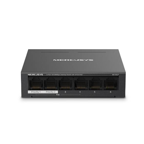 Коммутатор Mercusys MS106LP (L2) 6x100Мбит/с 4PoE+ 40W неуправляемый