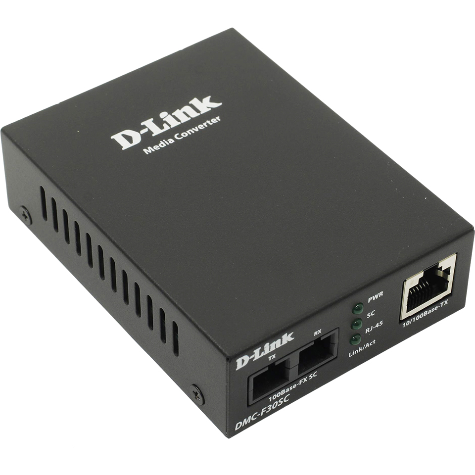 Медиаконвертер D-Link DMC-F30SC/B1A с 1 портом 10/100Base-TX и 1 портом 100Base-FX с разъемом SC для