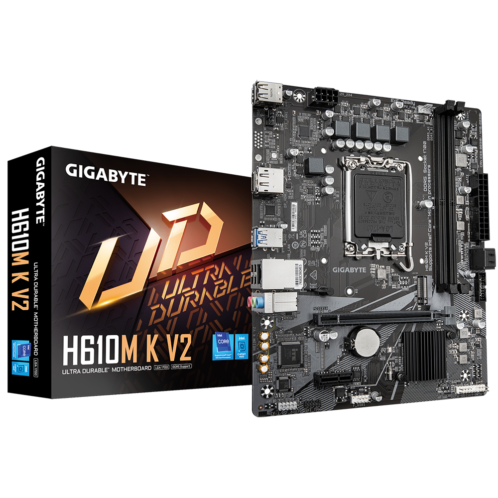 Материнская плата Gigabyte H610M K V2 Soc-1700 Intel H610 2xDDR5 mATX AC`97 8ch(7.1) GbLAN+HDMI+DP