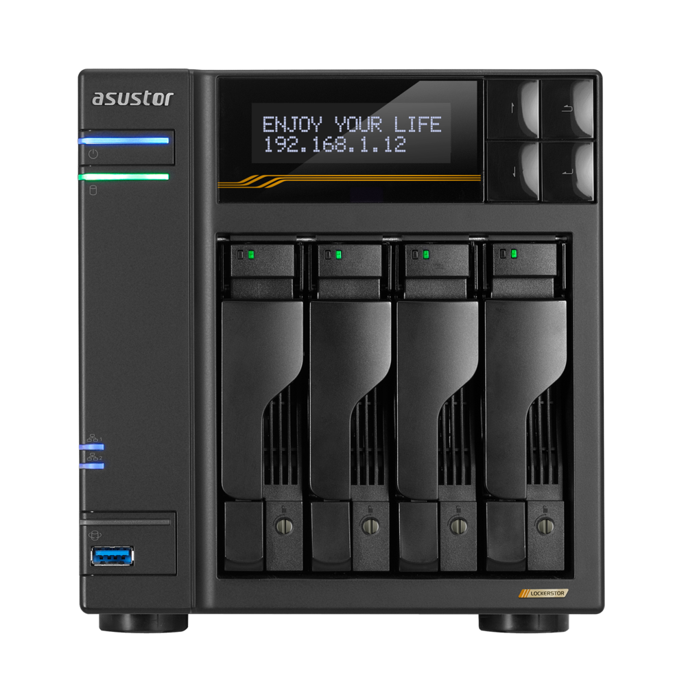 сетевое хранилище ASUSTOR AS6804T 4-Bay NAS/AMD Ryzen V3C14 2,3GHz/16GB DDR5, noHDD(HDD,SSD)/2x5,2х1