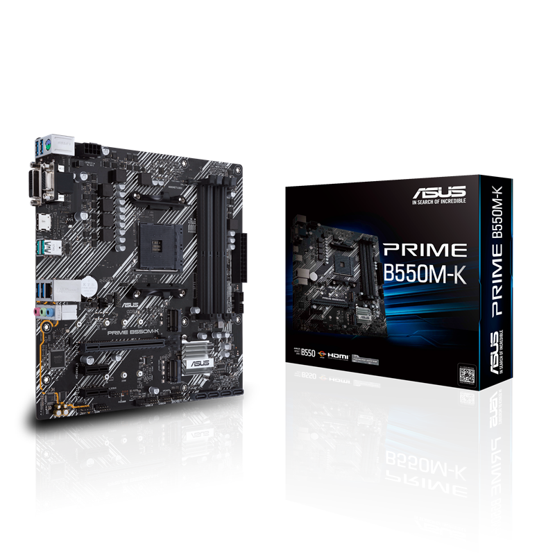 Материнская плата Asus PRIME B550M-K Soc-AM4 AMD B550 4xDDR4 mATX AC`97 8ch(7.1) GbLAN RAID+VGA+DVI+